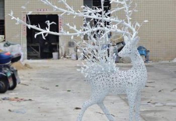 花園梅花鹿雕塑批發(fā)，標識雕塑，展示鏤空梅花鹿雕塑