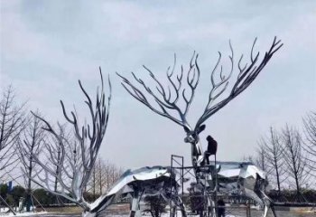 梅花鹿雕塑通用，陸地?cái)[件，鏡面工藝梅花鹿雕塑點(diǎn)擊
