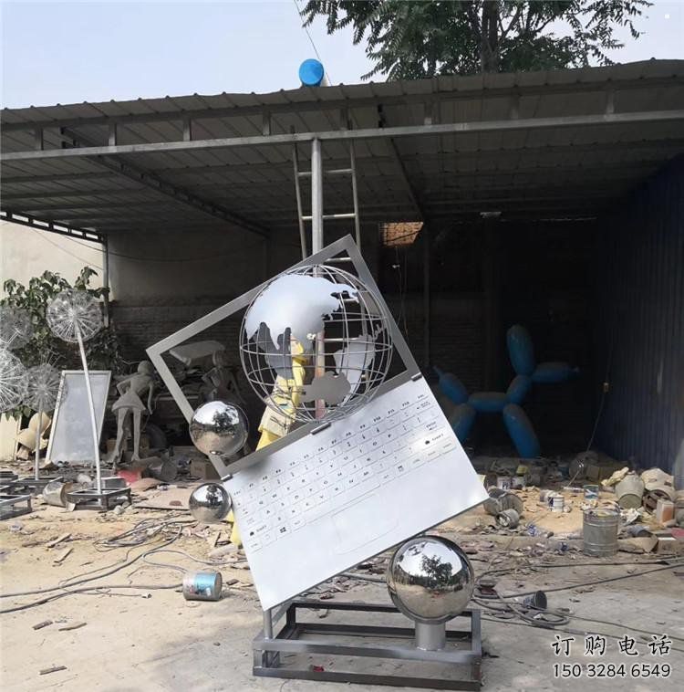 地球儀雕塑通用，街景小品，筆記本地球儀雕塑制造