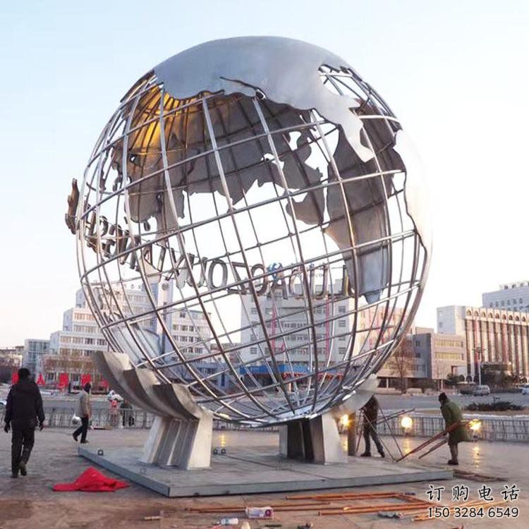 地球儀雕塑觀賞型，公園小品，鏡面地球儀雕塑常用