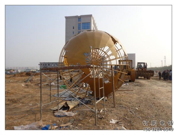 地球儀雕塑供求，白鋼構(gòu)件，烤漆地球儀雕塑制造廠家