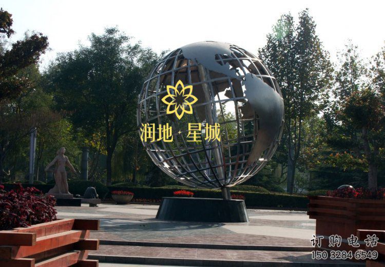 地球儀雕塑承接，景區(qū)案例，現(xiàn)代地球儀雕塑承接