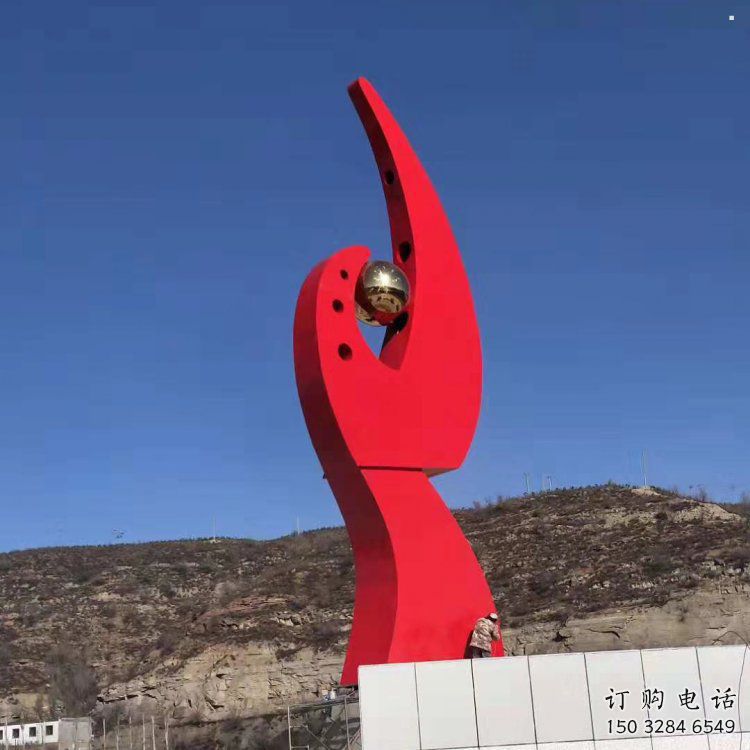 鳳凰雕塑點(diǎn)擊，地標(biāo)擺件，抽象幾何鳳凰雕塑承接