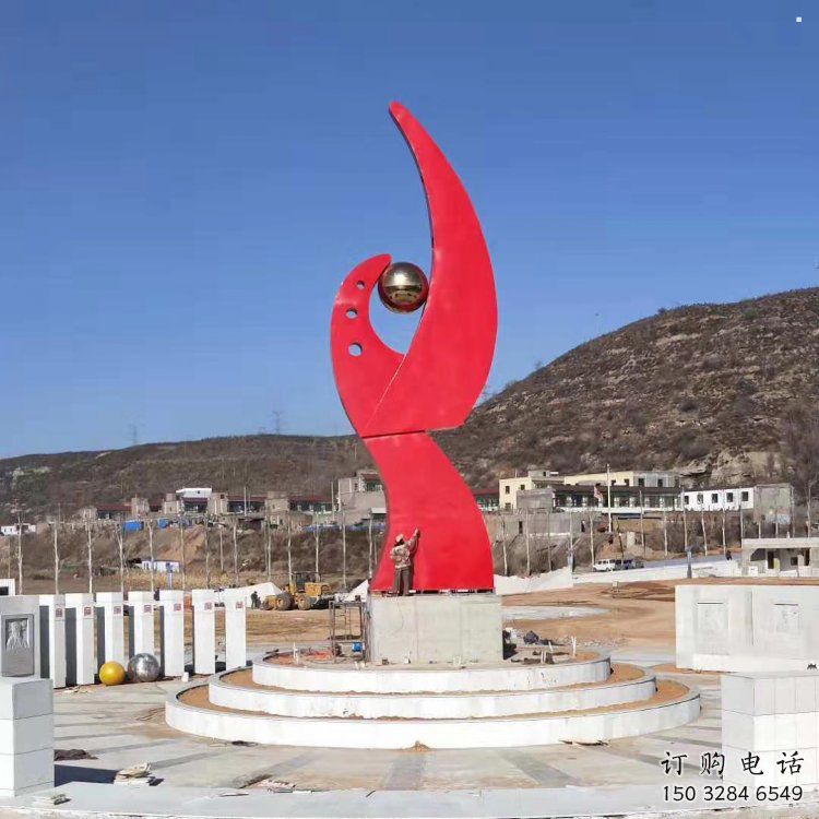 鳳凰雕塑點(diǎn)擊，景觀雕塑，幾何抽象鳳凰雕塑廠家