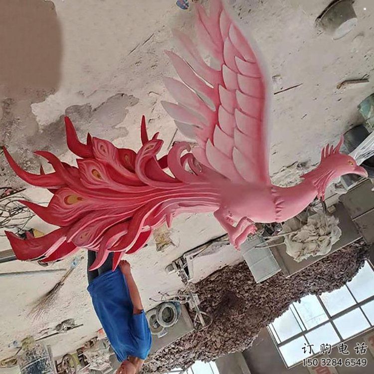 鳳凰雕塑廠家，廣場系列，玻璃鋼鳳凰雕塑供需