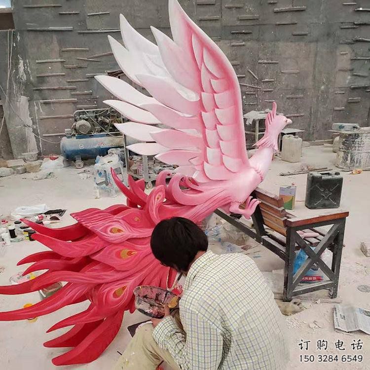 鳳凰雕塑廠家，美陳雕塑，彩繪鳳凰雕塑預(yù)定