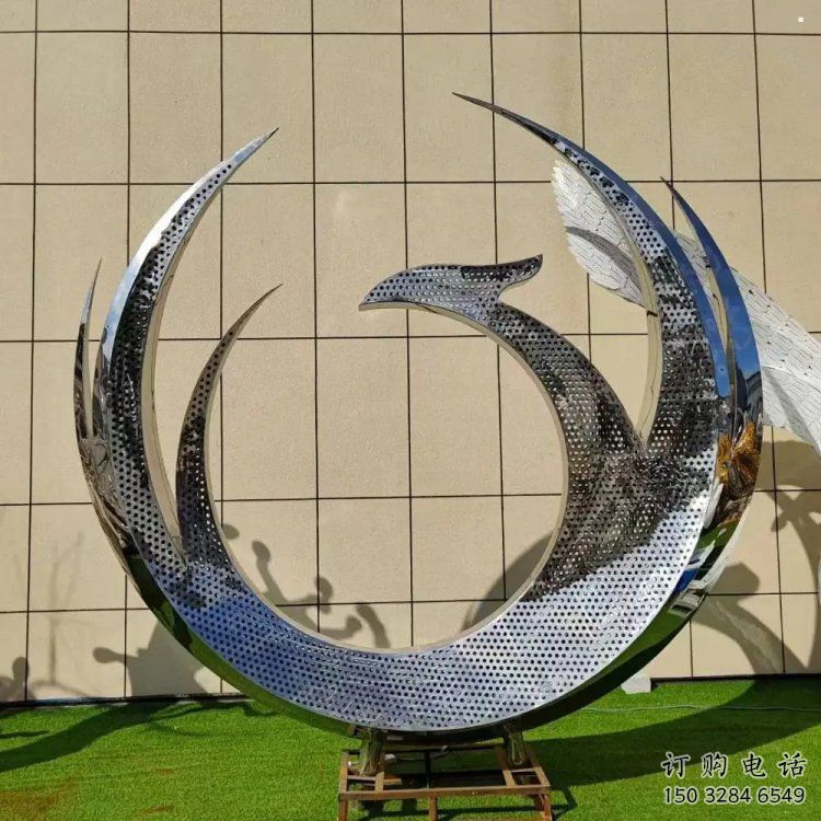鳳凰雕塑供給，戶外雕塑，不銹鋼鳳凰圓環(huán)雕塑廠家選用