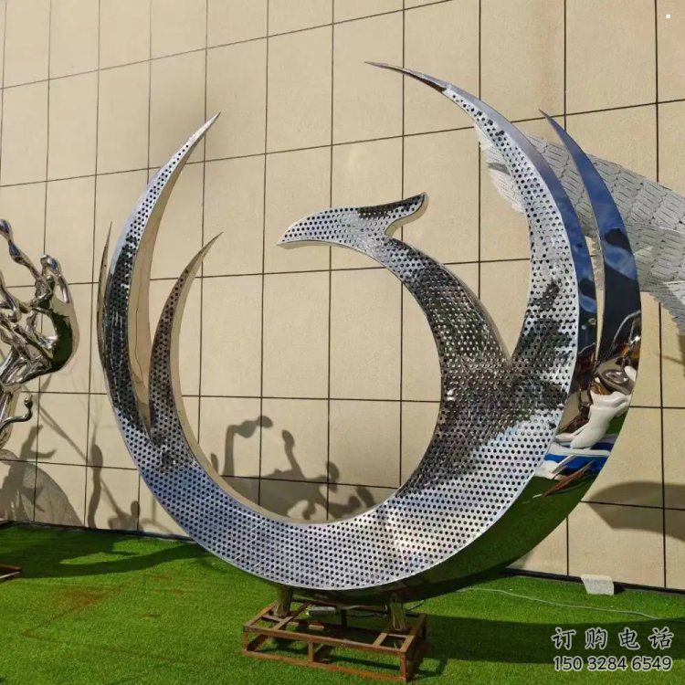 鳳凰雕塑精品，景觀概念，不銹鋼鳳凰圓環(huán)雕塑通用