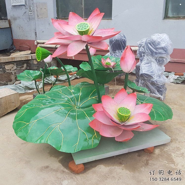 鋼鑄荷花雕塑常用，鋼管組合，園林荷花雕塑定價(jià)