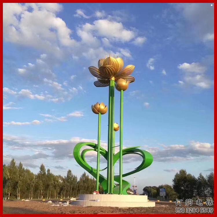 荷花雕塑供需，彩鋼制作，大型仿真荷花雕塑公司