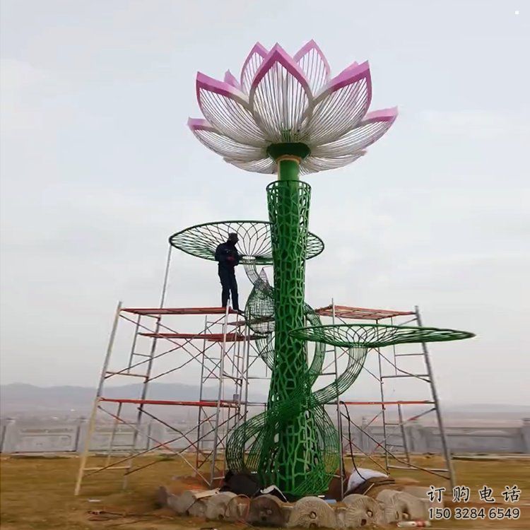 建筑荷花雕塑精選，露天雕塑，鏤空仿真荷花雕塑訂做