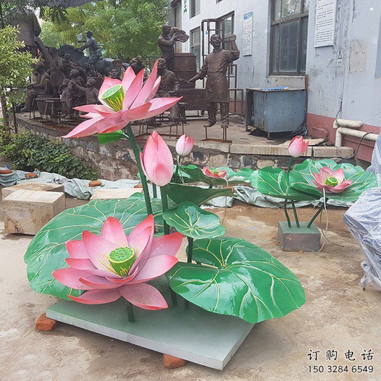 園林荷花雕塑標(biāo)準(zhǔn)，彩鋼制作，景觀荷花雕塑優(yōu)價(jià)