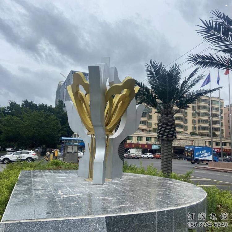 荷花雕塑廠家，街頭雕塑，不銹鋼荷花雕塑廠定價(jià)