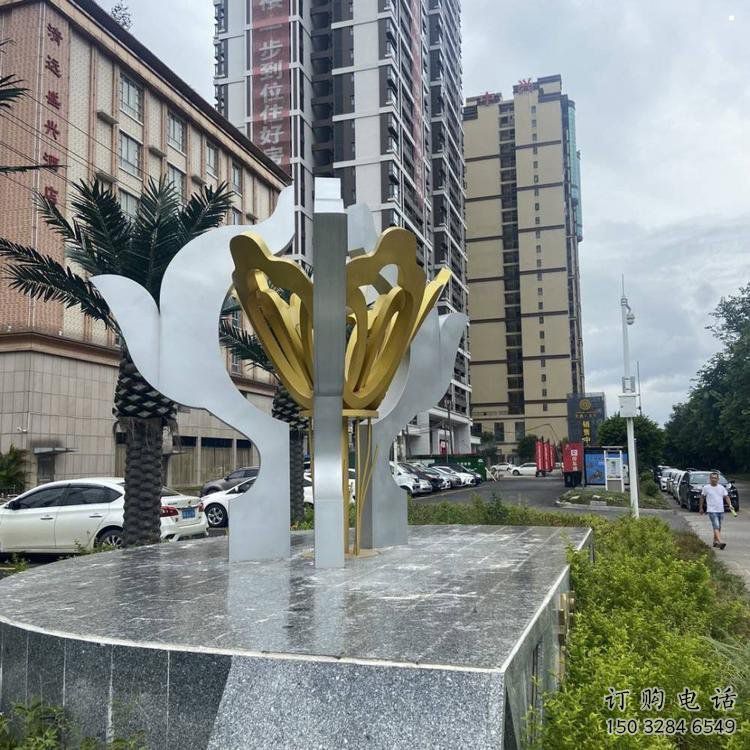 荷花雕塑常用，景觀概念，不銹鋼荷花雕塑廠家展品