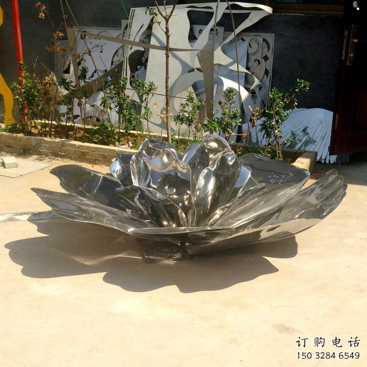 荷花雕塑訂做廠家，城市雕塑，鏡面荷花雕塑工程精品