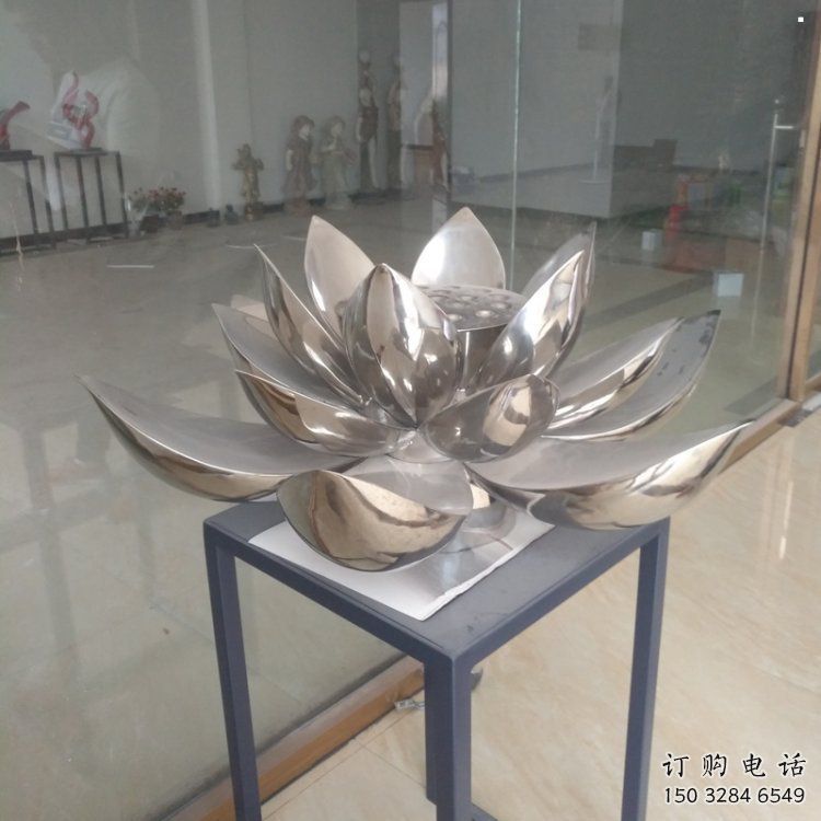 荷花雕塑觀賞型，公園小品，鏡面荷花雕塑廠家常用