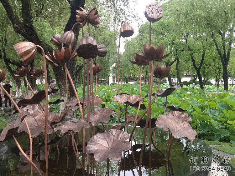 荷花雕塑供應(yīng)，城區(qū)小品，戶外銅荷花雕塑制造商