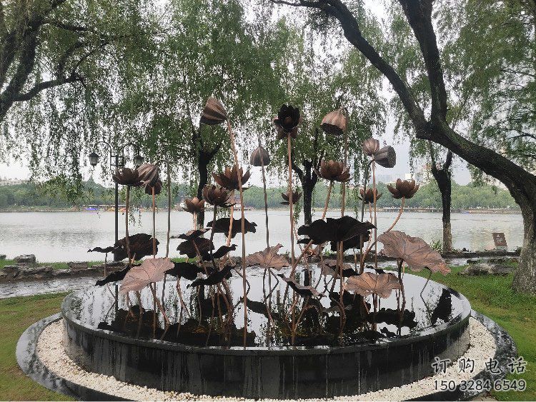 荷花雕塑生產(chǎn)，圓雕系列，別墅銅荷花雕塑生產(chǎn)商