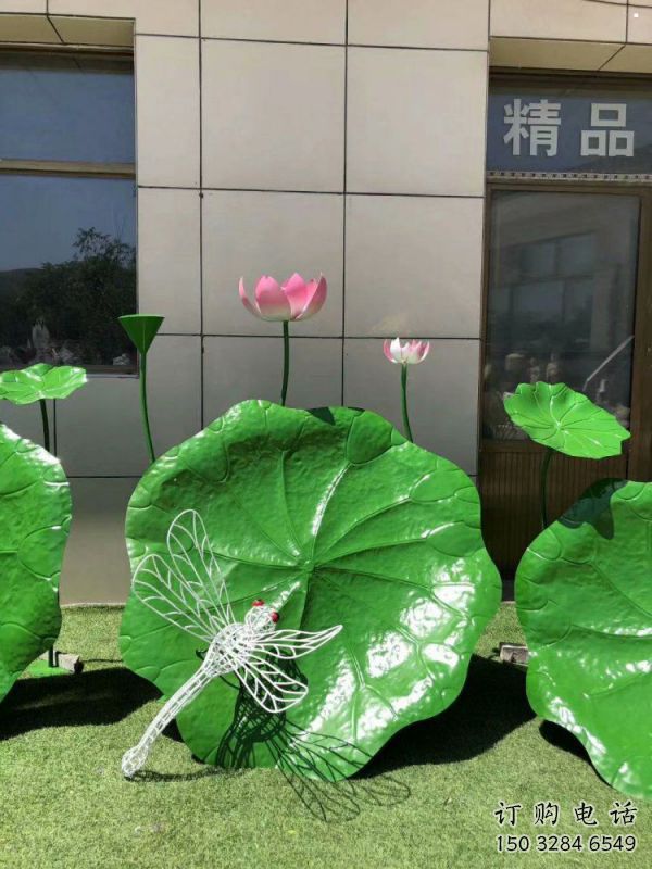 仿真荷葉雕塑廠家，植物美陳雕塑，景觀藝術(shù)建筑