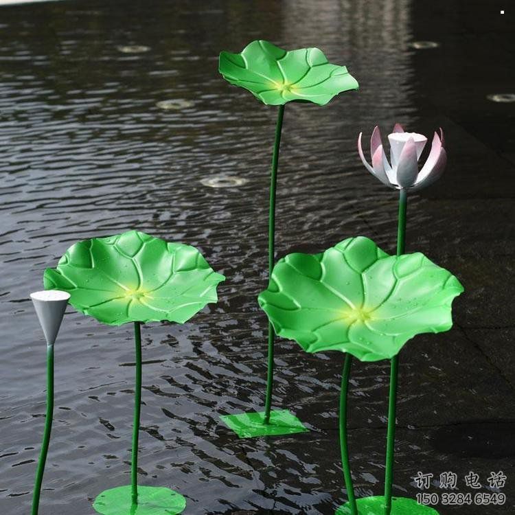 荷葉雕塑制造商，城區(qū)小品，仿真荷葉雕塑制作廠家