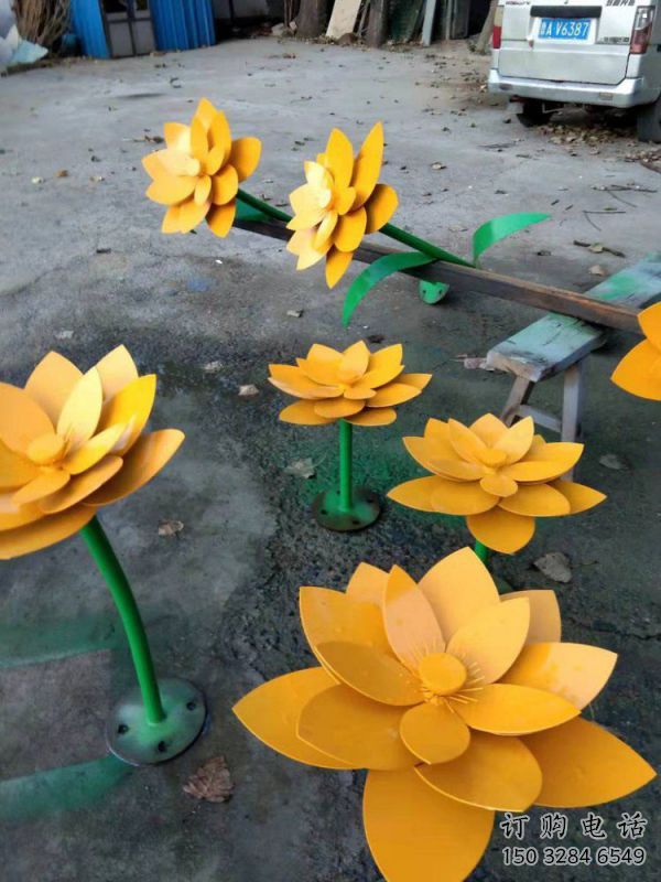 黃蓮花雕塑精選，戶外雕塑，廣場烤漆黃蓮花雕塑優(yōu)價