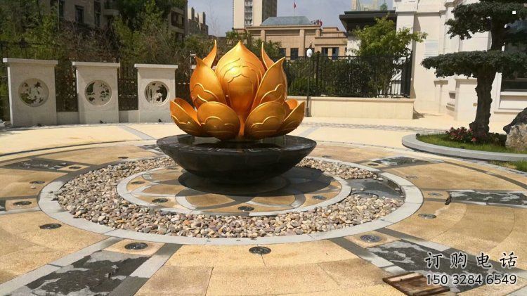金蓮花雕塑廠家，露天雕塑，不銹鋼金蓮花雕塑選用