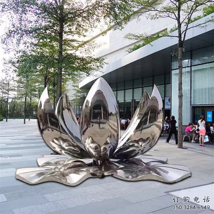 蓮花雕塑定做，標(biāo)識雕塑，鏡面蓮花雕塑選定