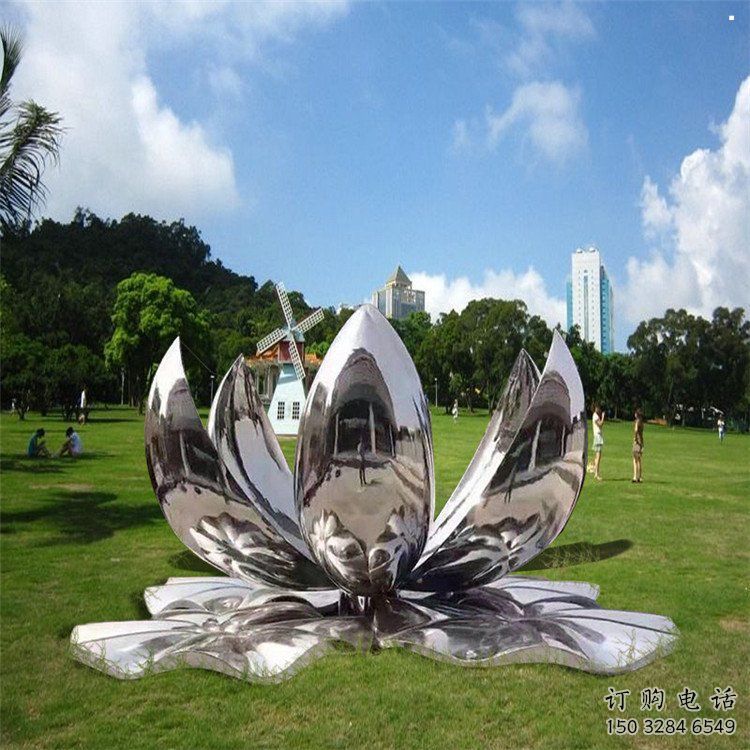 蓮花雕塑供給，街道標(biāo)識(shí)，不銹鋼鏡面蓮花雕塑廠家
