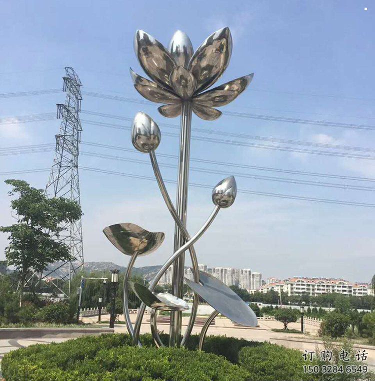 蓮花雕塑特供，美陳雕塑，制造鏡面蓮花雕塑廠家