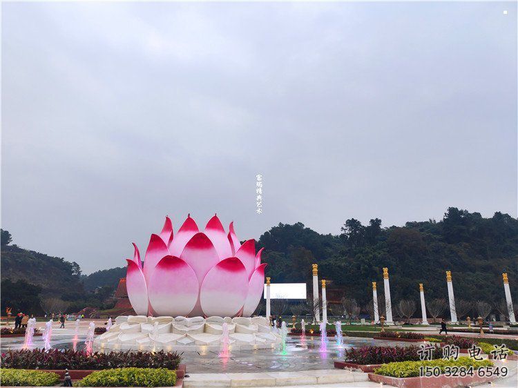 金屬蓮花雕塑制作廠家，鍛造工藝，水景蓮花噴泉雕塑選用