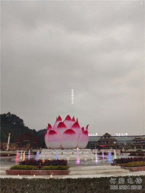 蓮花雕塑承接，街道標(biāo)識(shí)，彩繪蓮花噴泉雕塑供應(yīng)廠家