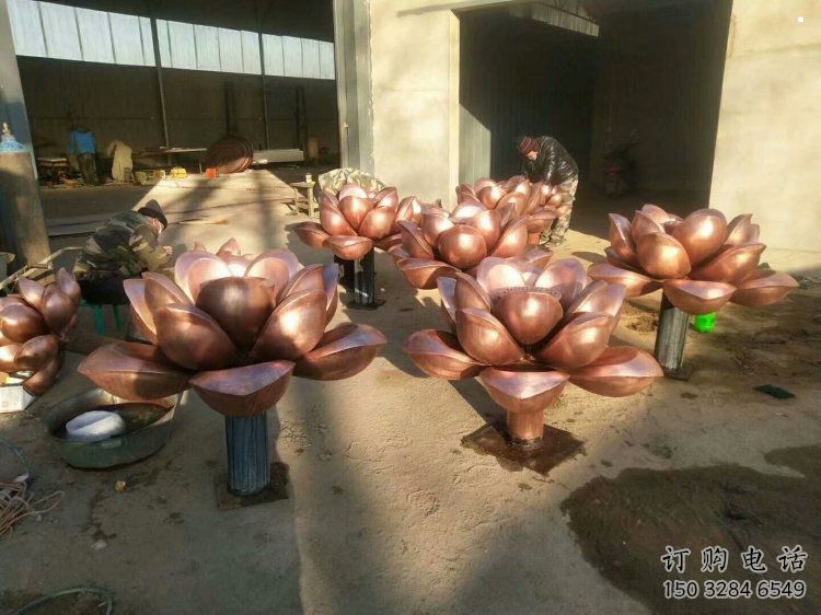 水蓮花雕塑觀賞型，戶外擺放，藝術(shù)水蓮花銅雕塑定制