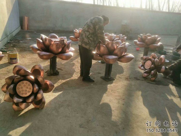 水蓮花銅雕塑承接，美陳雕塑，景觀水蓮花銅雕塑優(yōu)價