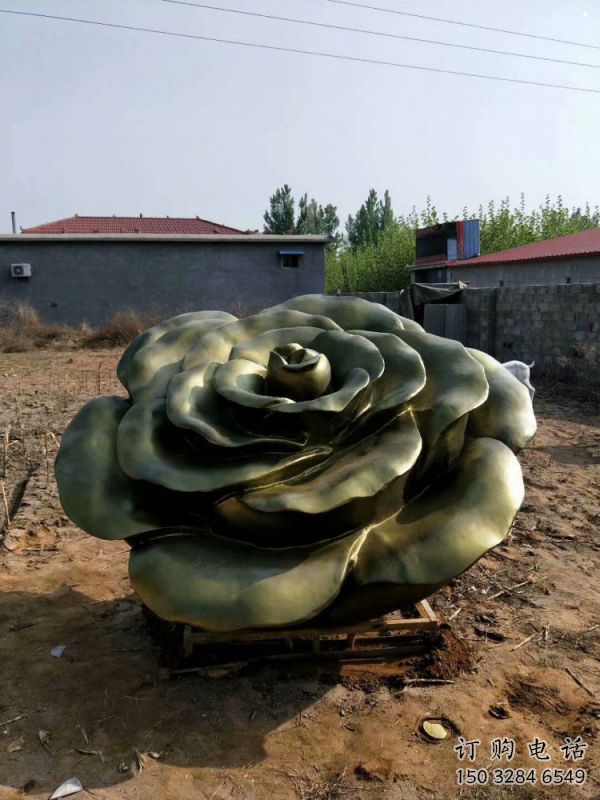 玫瑰花雕塑定做，廣場(chǎng)系列，玻璃鋼玫瑰花雕塑制作廠家