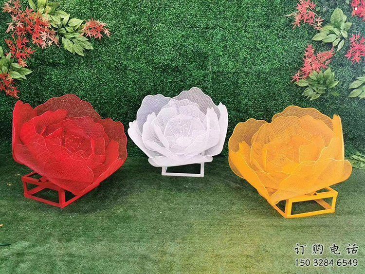 玫瑰花雕塑制作廠家，公園小品，鏤空玫瑰花雕塑訂做