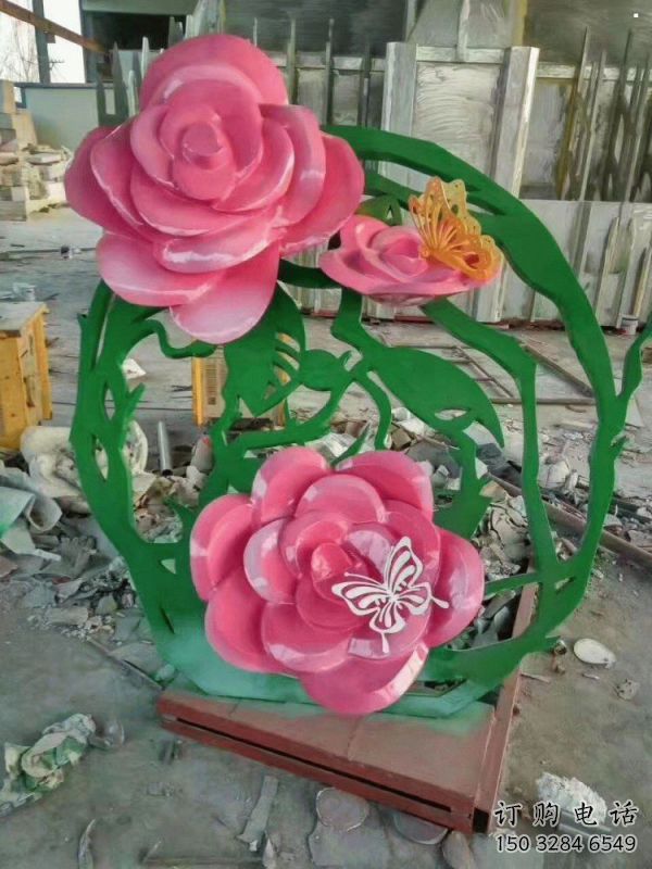 月季雕塑特供，白鋼構(gòu)件，景觀月季花朵雕塑供應(yīng)