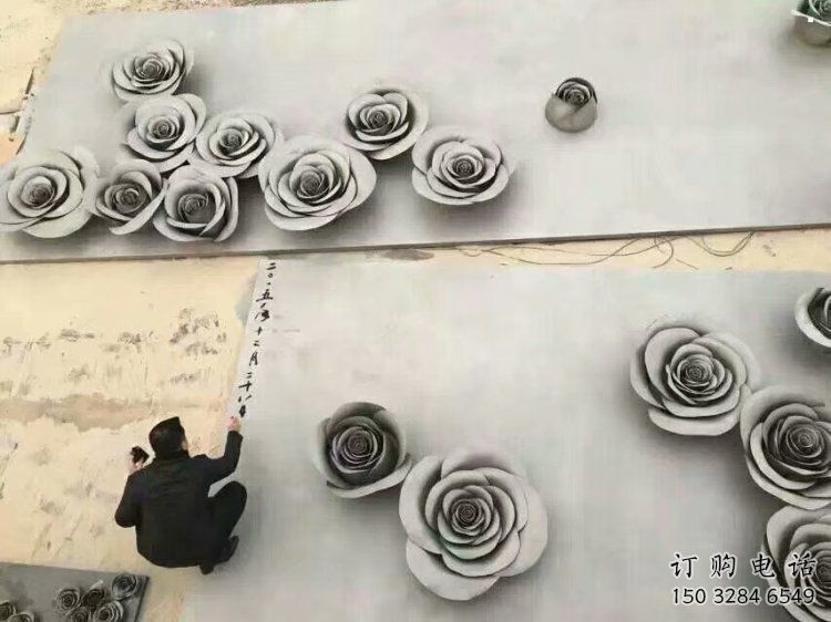 制造月季花雕塑精選，室外雕塑，不銹鋼月季花雕塑制作廠家