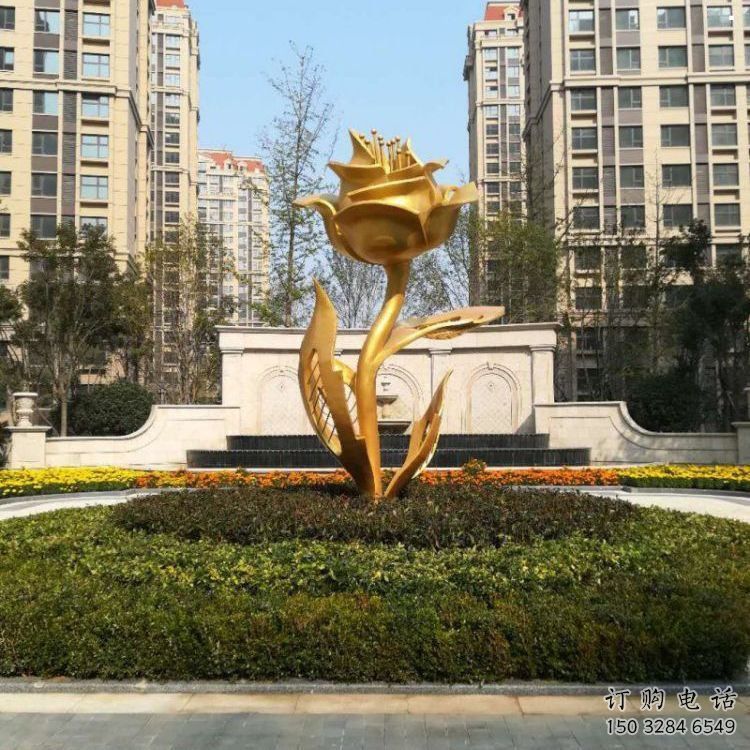 月季花雕塑訂做，彩鋼制作，不銹鋼月季花雕塑優(yōu)選