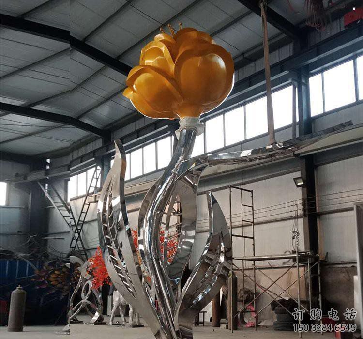 月季花雕塑公司，街頭藝術(shù)，景觀不銹鋼月季花雕塑精選