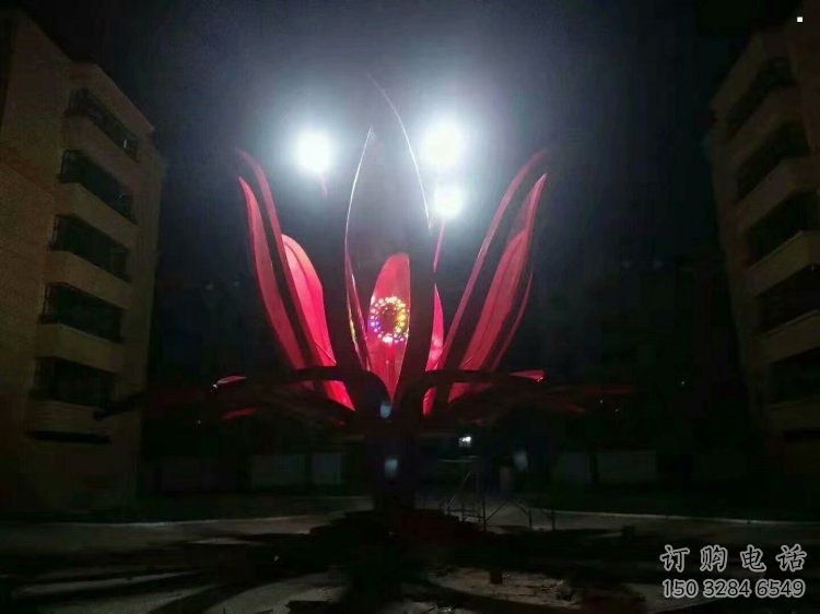 燈光花朵雕塑常用，公園小品，燈光茶花雕塑生產(chǎn)商