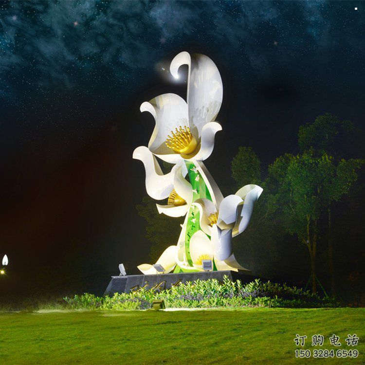 蘭花雕塑精選，美陳雕塑，鍛鋼蘭花花朵雕塑通用