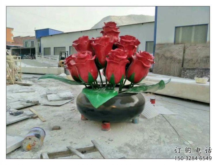 大型玫瑰花朵雕塑定制，多彩藝術(shù)，景觀玫瑰花朵雕塑定價(jià)