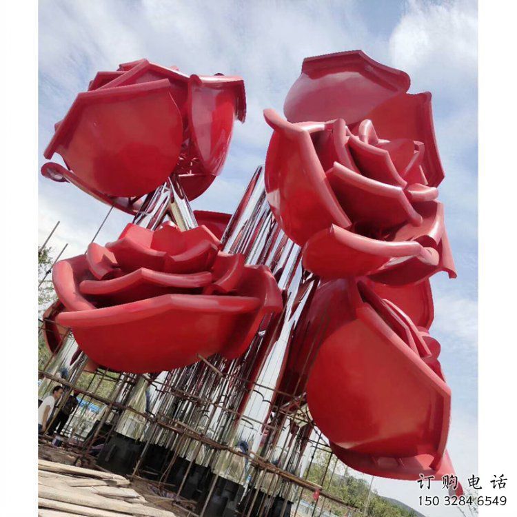 玫瑰花朵雕塑精選，美陳雕塑，玫瑰花朵雕塑制作