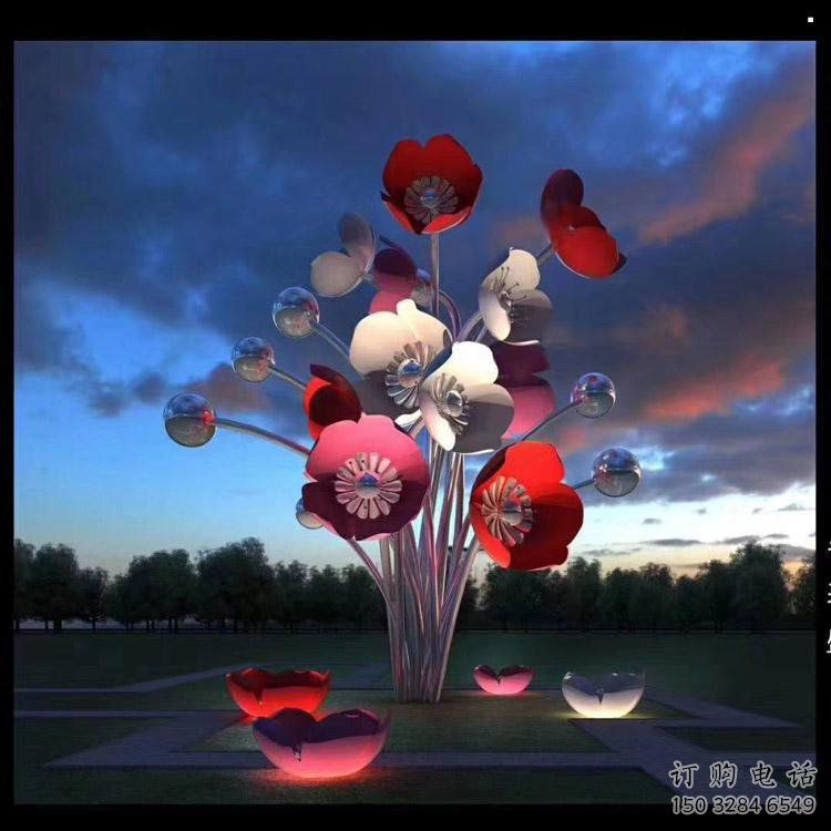 花朵雕塑標準，陸地擺件，郁金香花朵雕塑定制廠家