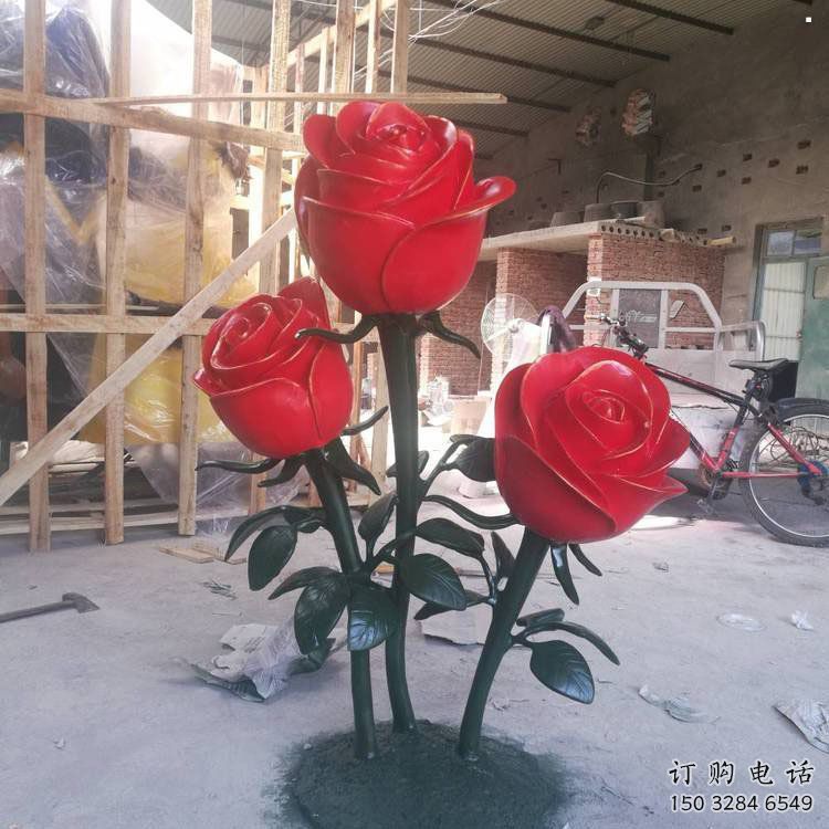 花朵月季雕塑點擊，圓雕體系，抽象月季花朵雕塑標(biāo)準(zhǔn)