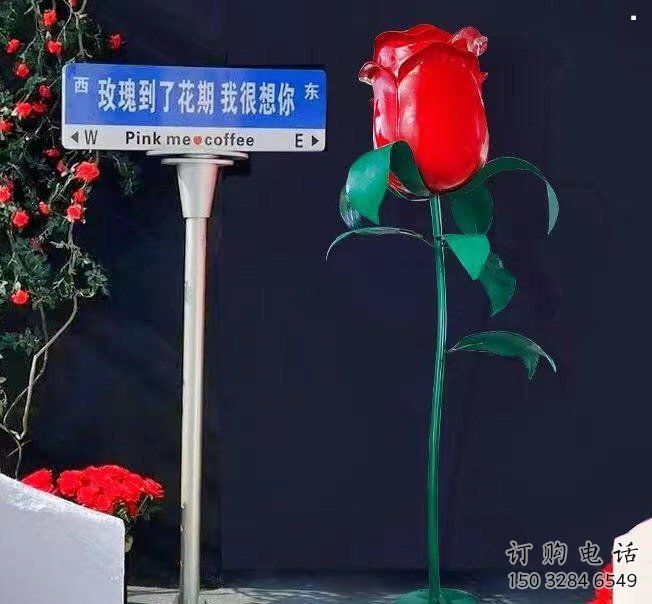 花朵月季雕塑精選，廣場(chǎng)系列，軟裝月季花朵雕塑廠家