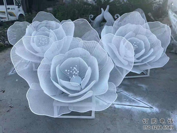 牡丹花雕塑點擊，城區(qū)小品，園林鏤空牡丹花雕塑承接