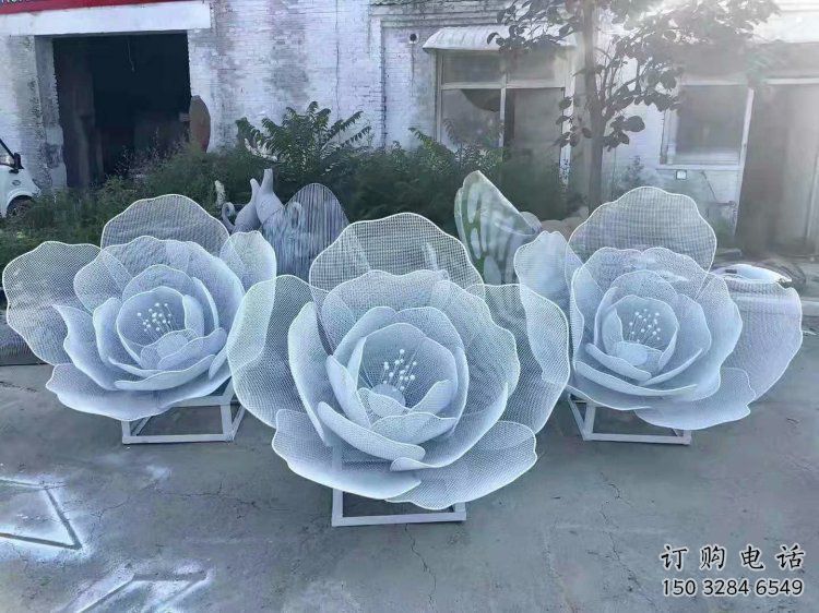 牡丹花雕塑廠家，地標(biāo)擺件，鏤空牡丹花雕塑選用廠家