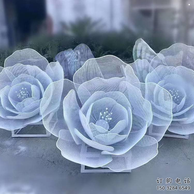 牡丹花雕塑優(yōu)選，拉絲工藝，鏤空牡丹花雕塑承接