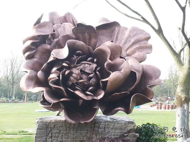 牡丹花雕塑標準，廣場雕塑，牡丹花銅雕塑廠家